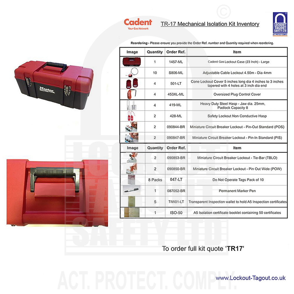 Cadent Gas Lockout Tagout Kit Cadent Gas Lockout Tagout Kit